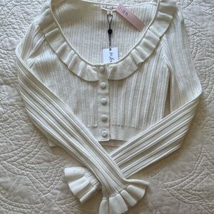 20% OFF 2+ BUNDLES. NWT! For Love and Lemons Cropped Cardigan Sweater. Ivory. M
